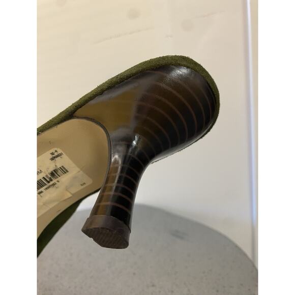 PIERRE DUMAS Kitten Heel Mule Croc Embossed Suede Deep Green Gold Buckle Sz. 11M - Picture 11 of 15